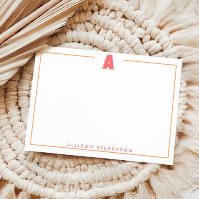 Elegant Personalized Monogram 3D Letter A Initial  Note Card (Creator Uploaded)