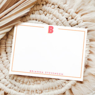 Elegant Personalized Monogram 3D Letter B Initial  Note Card