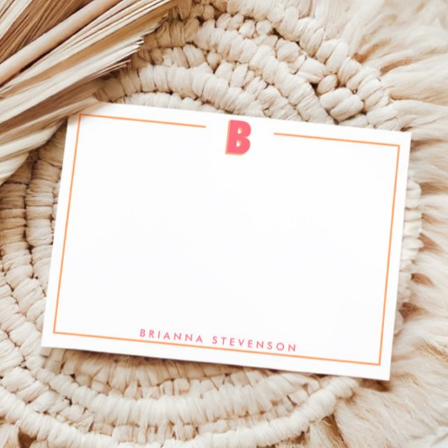 Elegant Personalized Monogram 3D Letter B Initial  Note Card (Creator Uploaded)