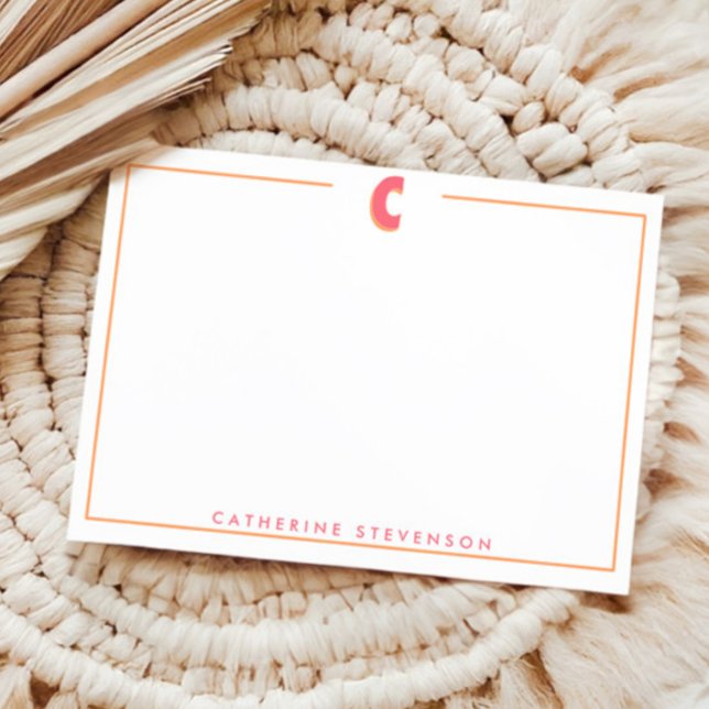 Elegant Personalized Monogram 3D Letter C Initial  Note Card (Creator Uploaded)