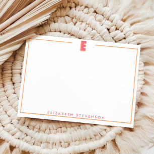 Elegant Personalized Monogram 3D Letter E Initial  Note Card