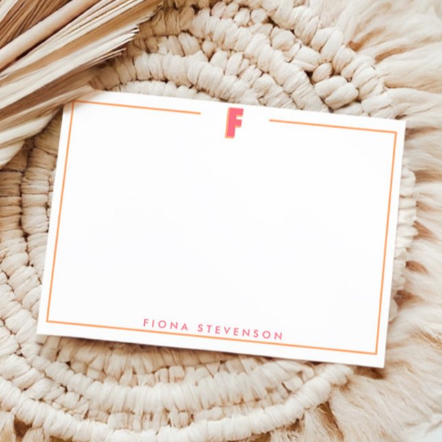 Elegant Personalized Monogram 3D Letter F Initial  Note Card (Creator Uploaded)