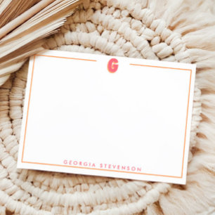 Elegant Personalized Monogram 3D Letter G Initial Note Card