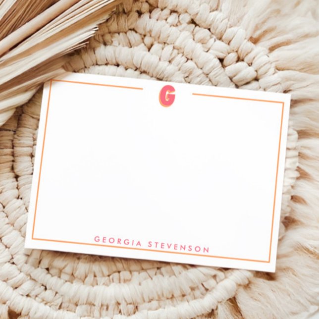 Elegant Personalized Monogram 3D Letter G Initial  Note Card (Creator Uploaded)