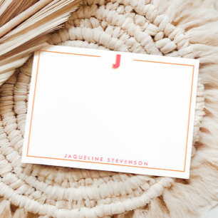 Elegant Personalized Monogram 3D Letter J Initial Note Card
