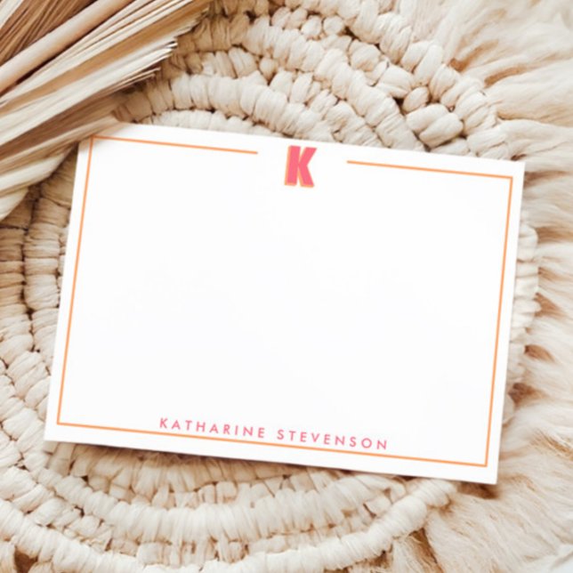 Elegant Personalized Monogram 3D Letter K Initial  Note Card (Creator Uploaded)