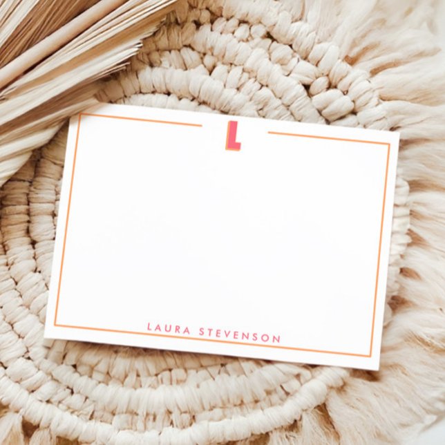 Elegant Personalized Monogram 3D Letter L Initial  Note Card (Creator Uploaded)