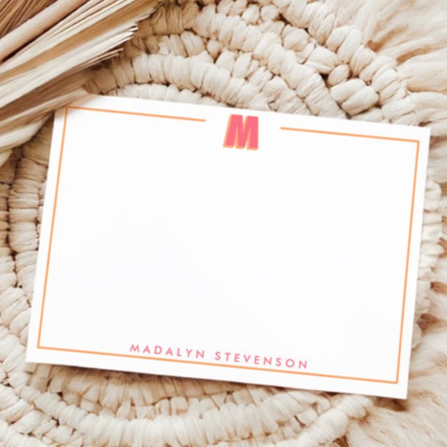 Elegant Personalized Monogram 3D Letter M Initial  Note Card (Creator Uploaded)