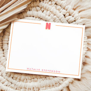 Elegant Personalized Monogram 3D Letter N Initial Note Card