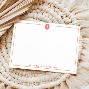 Elegant Personalized Monogram 3D Letter O Initial Note Card