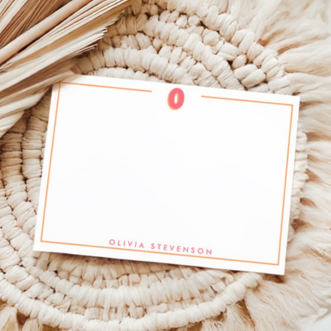 Elegant Personalized Monogram 3D Letter O Initial  Note Card (Creator Uploaded)