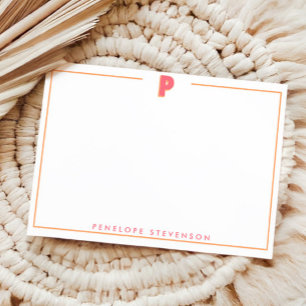 Elegant Personalized Monogram 3D Letter P Initial Note Card