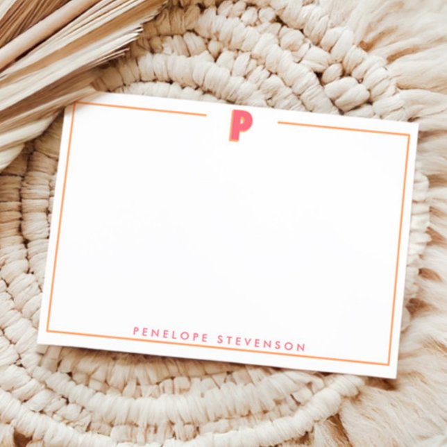 Elegant Personalized Monogram 3D Letter P Initial  Note Card (Creator Uploaded)