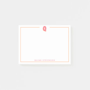 Elegant Personalized Monogram 3D Letter Q Initial Post-it Notes