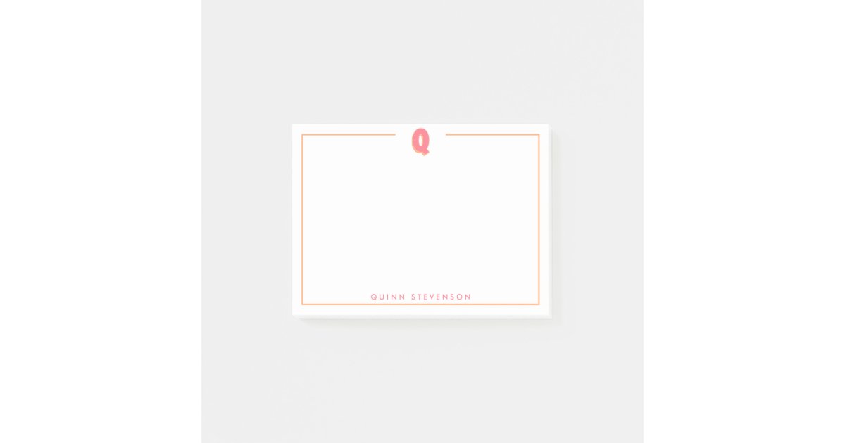Elegant Personalized Monogram 3D Letter Q Initial Post-it Notes | Zazzle