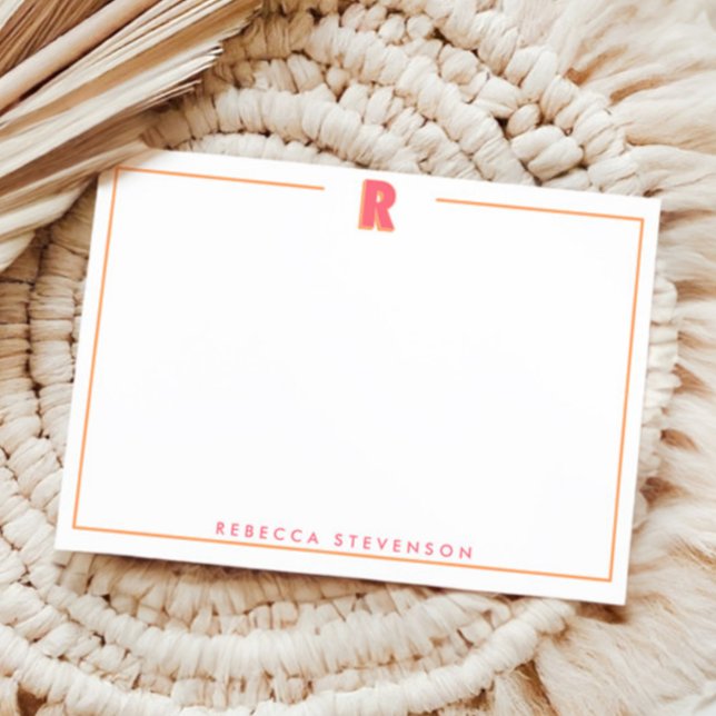 Elegant Personalized Monogram 3D Letter R Initial  Note Card (Creator Uploaded)