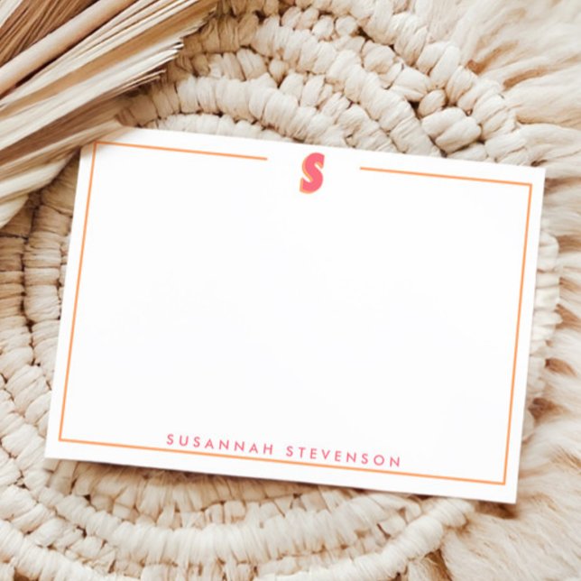 Elegant Personalized Monogram 3D Letter S Initial  Note Card (Creator Uploaded)