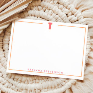 Elegant Personalized Monogram 3D Letter T Initial Note Card