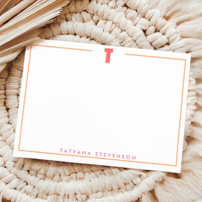 Elegant Personalized Monogram 3D Letter T Initial  Note Card (Creator Uploaded)