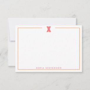 Elegant Personalized Monogram 3D Letter X Initial Note Card