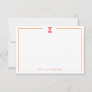 Elegant Personalized Monogram 3D Letter Z Initial Note Card