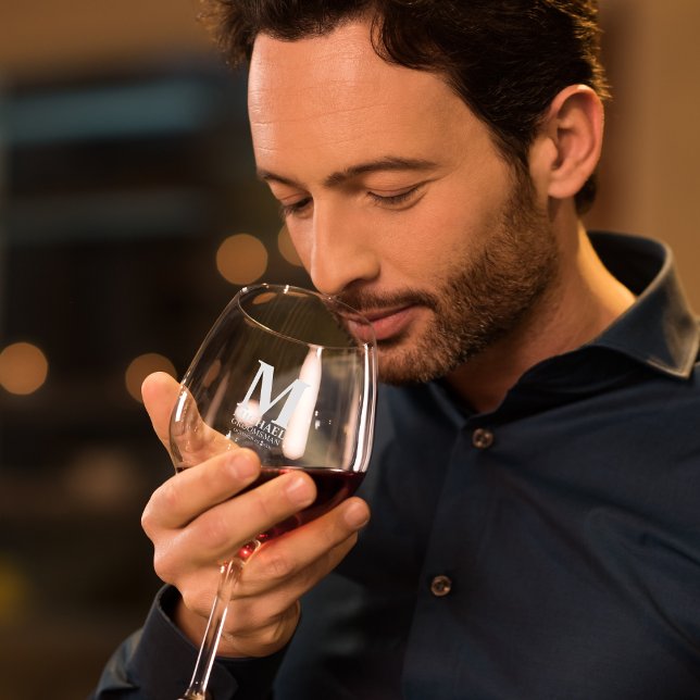 Elegant Personalized Monogram and Name Groomsmen  Wine Glass (Elegant Personalized Monogram and Name Groomsmen Wine Glass
)