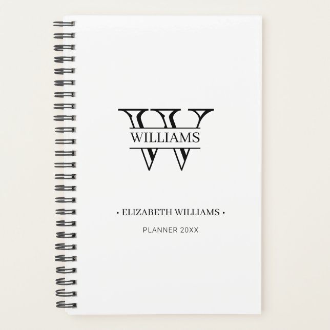 Elegant Personalized Monogram and Name Planner (Front)