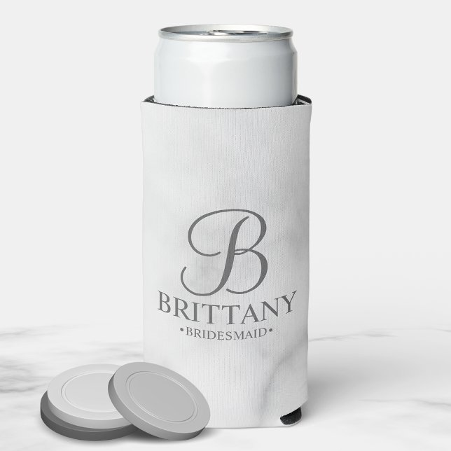 Elegant Personalized Monogram Bridesmaid Seltzer C Can Cooler (Creator Uploaded)