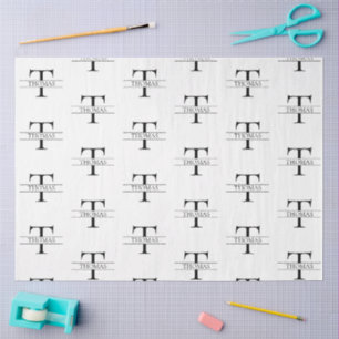 Elegant Personalized Monogram Custom Name Pattern Tissue Paper