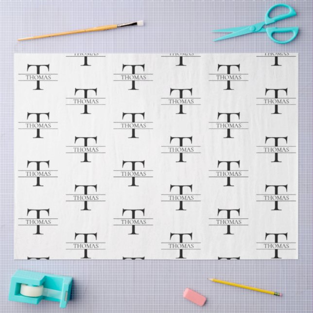 Elegant Personalized Monogram Custom Name Pattern Tissue Paper (Craft)