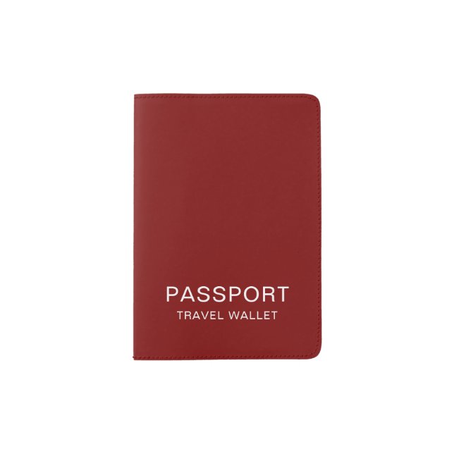 Elegant Personalized Monogram Deep Red Passport Holder (Front)