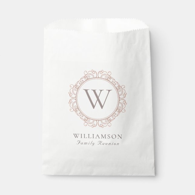 Elegant Personalized Monogram Family Reunion Favor Bag (Front)