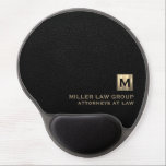 Elegant Personalized Monogram Initial Logo Gel Mouse Pad<br><div class="desc">Elevate your workspace with this Elegant Personalized Monogram Initial Logo, perfect for attorneys, legal professionals and professional services firms seeking style and comfort. The monogram initial logo graces the lower right-hand corner, while your company name and area of expertise shine in refined golden typography against a backdrop of sophisticated black...</div>