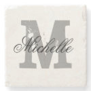 Elegant personalized monogram letter stone coaster Elegant personalized monogram letter stone coaster