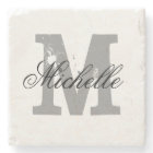 Elegant personalized monogram letter stone coaster