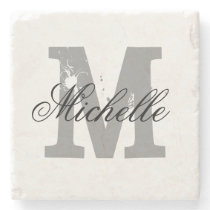 Elegant personalized monogram letter stone coaster Elegant personalized monogram letter stone coaster