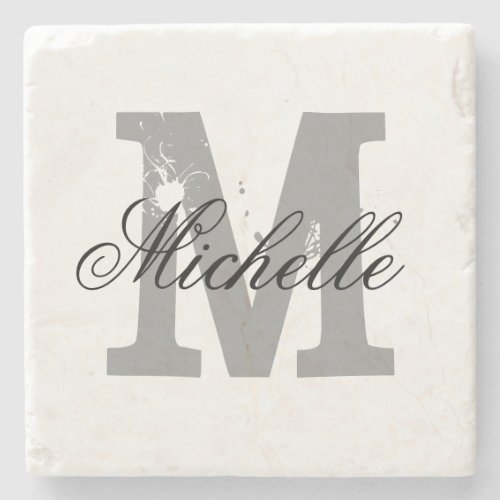 Elegant personalized monogram letter stone coaster