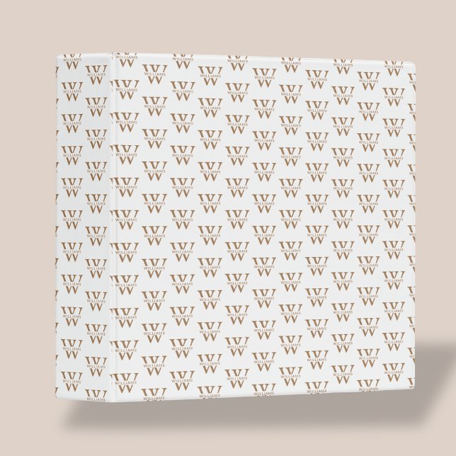 Elegant Personalized Monogram Name Custom White 3 Ring Binder (Creator Uploaded)