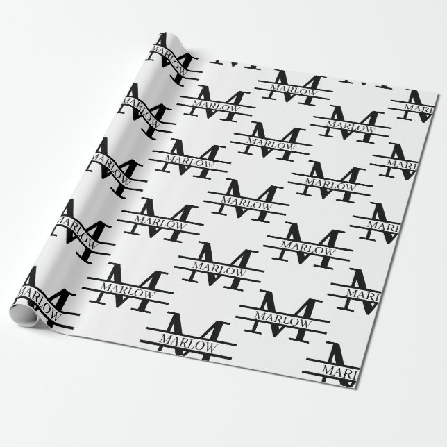 Elegant Personalized Monogram Name Custom  Wrapping Paper (Unrolled)