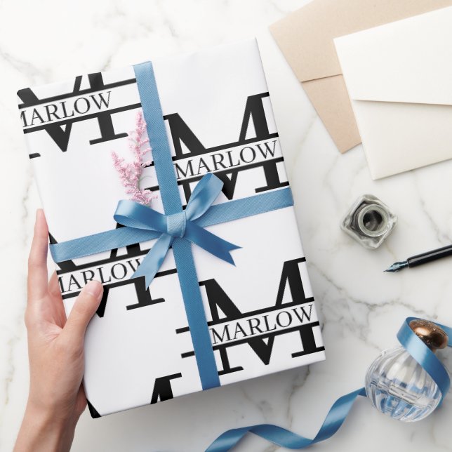 Elegant Personalized Monogram Name Custom  Wrapping Paper (Gifting)