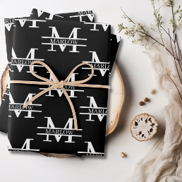 Elegant Personalized Monogram Name Custom Wrapping Wrapping Paper Sheets