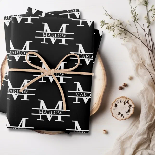 Elegant Personalized Monogram Name Custom Wrapping Wrapping Paper ...