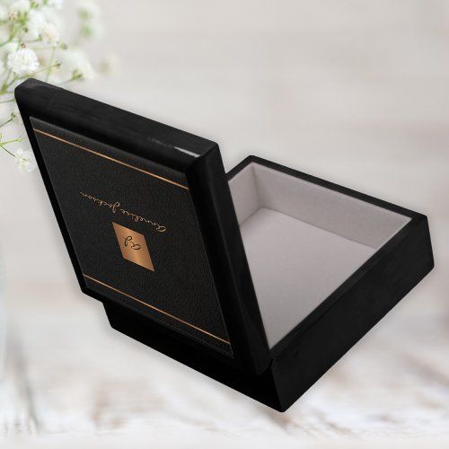 Elegant personalized monogram name script black gift box
