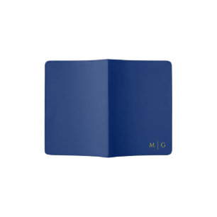 Elegant Personalized Monogram Navy Blue Passport Holder