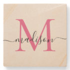 Elegant Personalized Monogram Script Magenta Pink