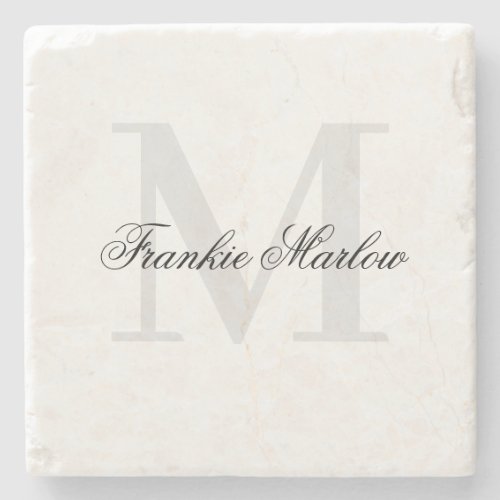 Elegant Personalized Monogram Script Name Classic  Stone Coaster