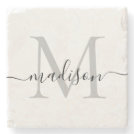 Elegant Personalized Monogram Script Name Stylish Stone Coaster Elegant Personalized Monogram Script Name Stylish Stone Coaster