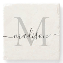 Elegant Personalized Monogram Script Name Stylish Stone Coaster Elegant Personalized Monogram Script Name Stylish Stone Coaster