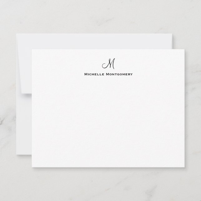 Elegant Personalized Monogram Script Stationery Note Card (Front)