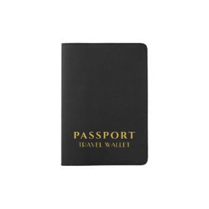 Elegant Personalized Monogram Solid Black Passport Holder